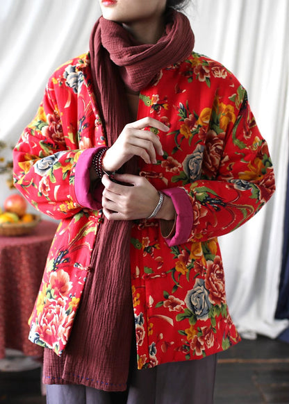 Luvik | Painettu puuvillatakki, jossa on kiinalainen nappi