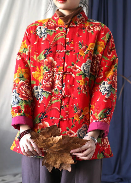 Luvik | Painettu puuvillatakki, jossa on kiinalainen nappi