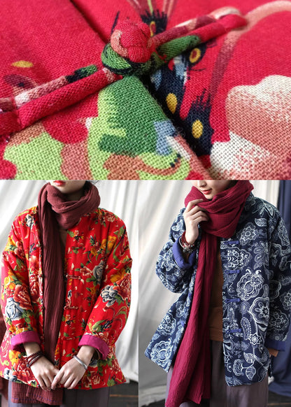 Luvik | Painettu puuvillatakki, jossa on kiinalainen nappi