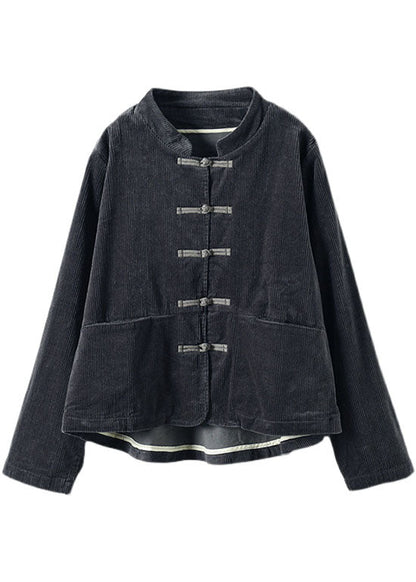 Luvik | Koristehihnat corduroy-takit, joissa on taskut ja napit, korkealla kauluksella ja patchworkilla