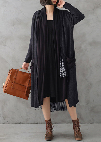 Luvik | Harmaa ribbikashmir V-kaulustakki