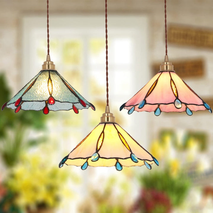Retro Glassmaleri Tiffany Kjegle Pendellampe | Luvikno
