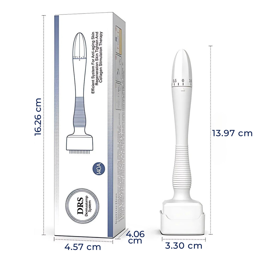 RevitaGlow | Microneedling Derma Stamp – Justerbar dybde – 140 nåler – Hud- og hårfornyelse Luvikno