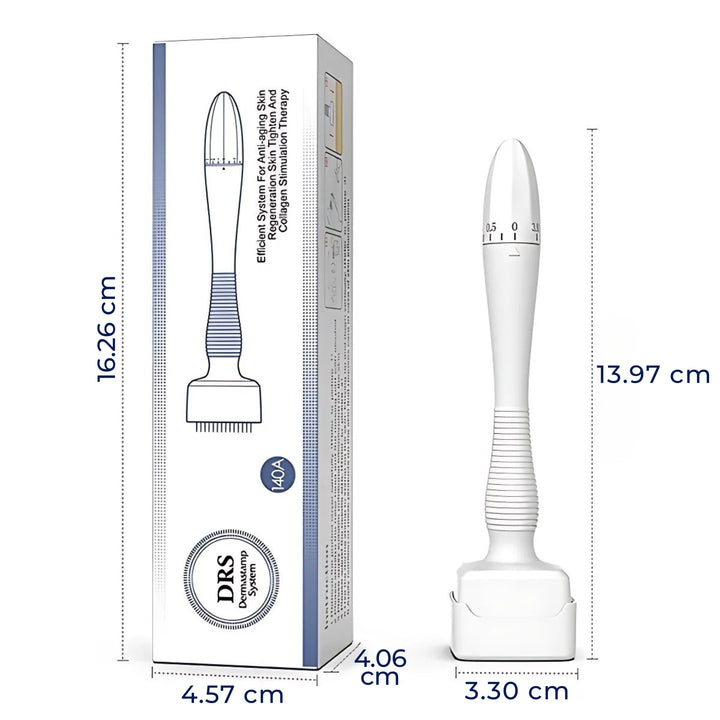RevitaGlow | Microneedling Derma Stamp – Justerbar dybde – 140 nåler – Hud- og hårfornyelse Luvikno