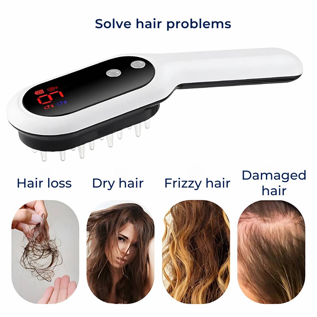 RevitalHair Elektrisk Hårkam for Hårvekst | Anti Hårtap Enhet - for Hårtynning - Hodebunnsmassasje - Hårvekst Luvikno