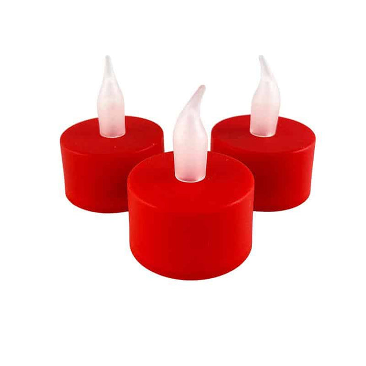 LED tealight 12 stk. i rød med flamme | Luvikno