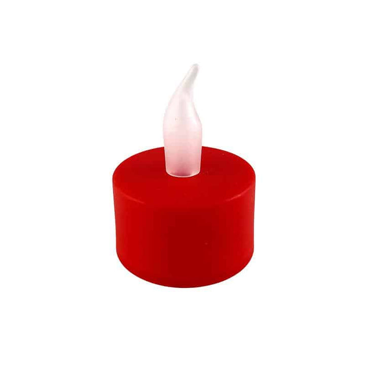 LED tealight 12 stk. i rød med flamme | Luvikno