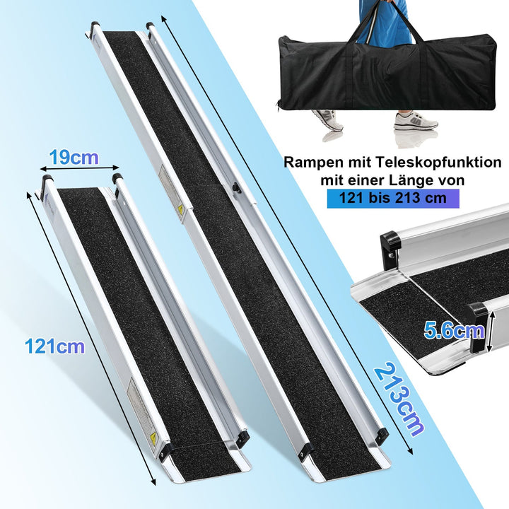 2x Rullestolrampe Aluminium Laste rampe opptil 300 kg | Luvikno