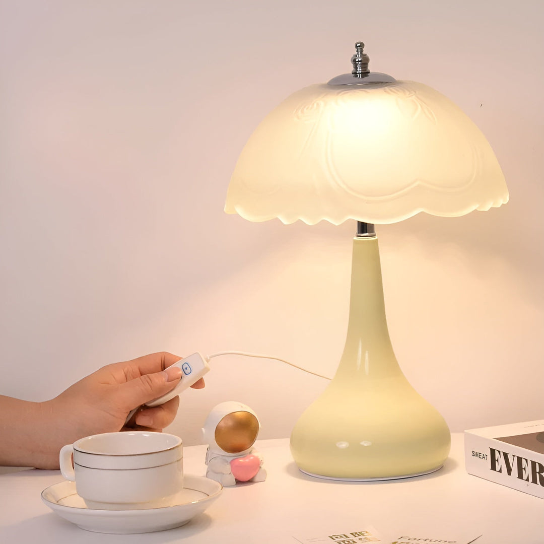 Luvikno | Eleganza Luxe Bordlampe – Tidøst Mushroom Form med LED Dimmemulighet i Myke Farger