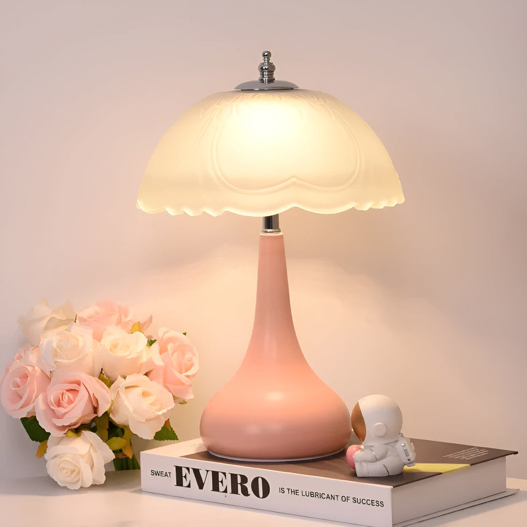Luvikno | Eleganza Luxe Bordlampe – Tidøst Mushroom Form med LED Dimmemulighet i Myke Farger