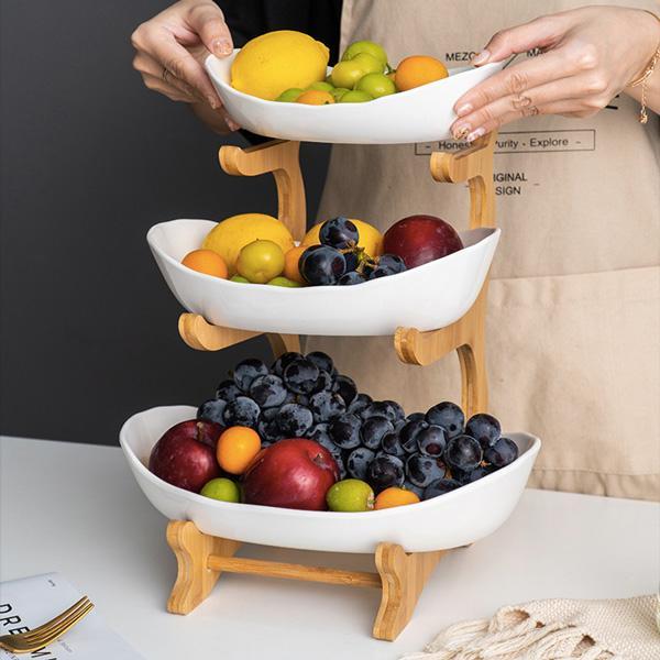 Rustikk Tier Plate Tre Stativ Med Tallerkener (Ulike Design & Farger) | Luvikno