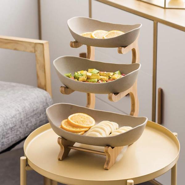 Rustikk Tier Plate Tre Stativ Med Tallerkener (Ulike Design & Farger) | Luvikno
