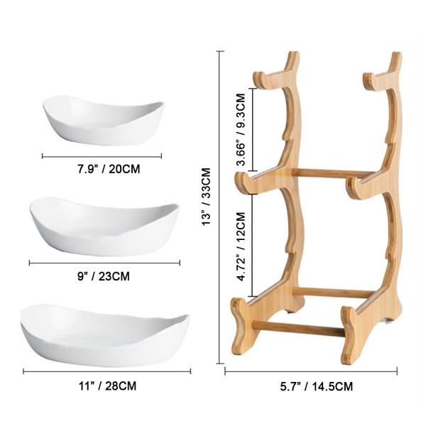 Rustikk Tier Plate Tre Stativ Med Tallerkener (Ulike Design & Farger) | Luvikno