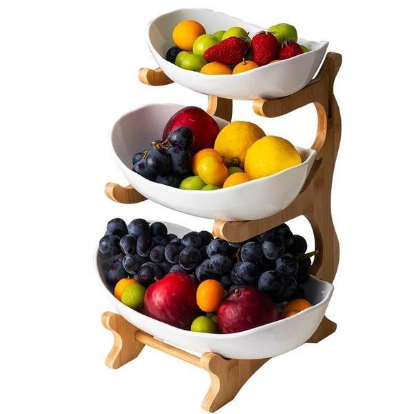 Rustikk Tier Plate Tre Stativ Med Tallerkener (Ulike Design & Farger) | Luvikno