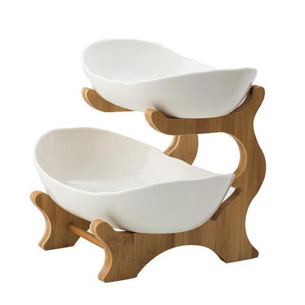 Rustikk Tier Plate Tre Stativ Med Tallerkener (Ulike Design & Farger) | Luvikno