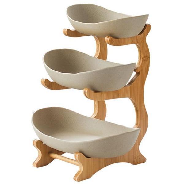 Rustikk Tier Plate Tre Stativ Med Tallerkener (Ulike Design & Farger) | Luvikno