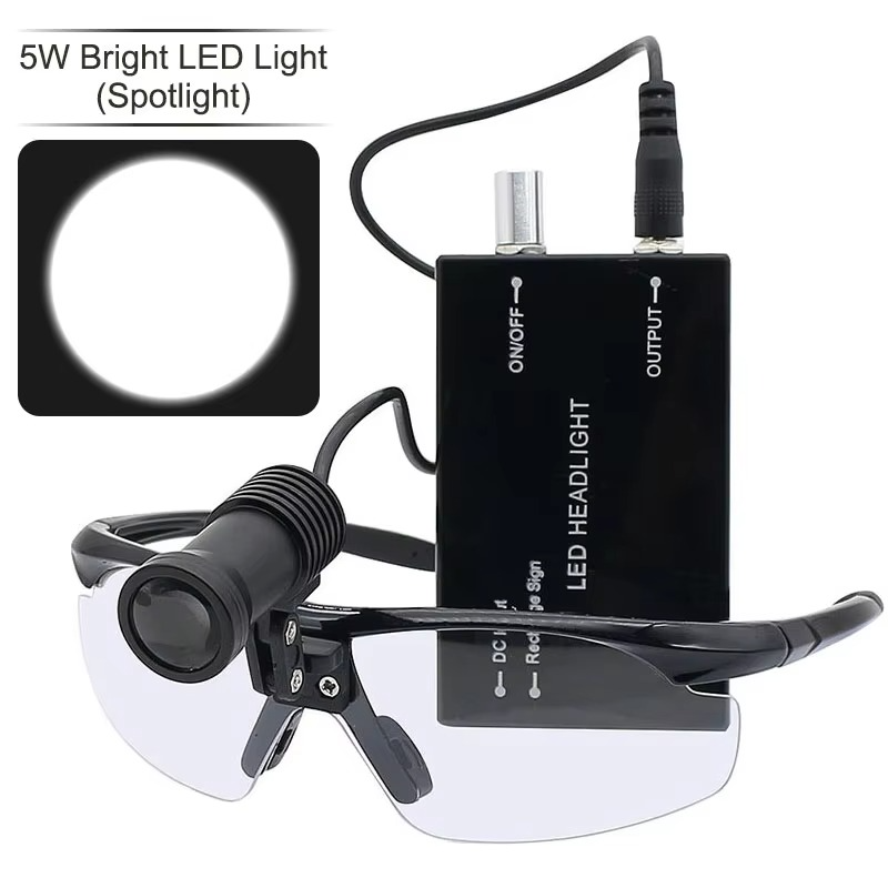Avanserte 5W LED Dental Loupe med dobbelt forstørrelse og justerbart hodelys Luvikno