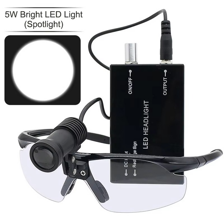 Avanserte 5W LED Dental Loupe med dobbelt forstørrelse og justerbart hodelys Luvikno