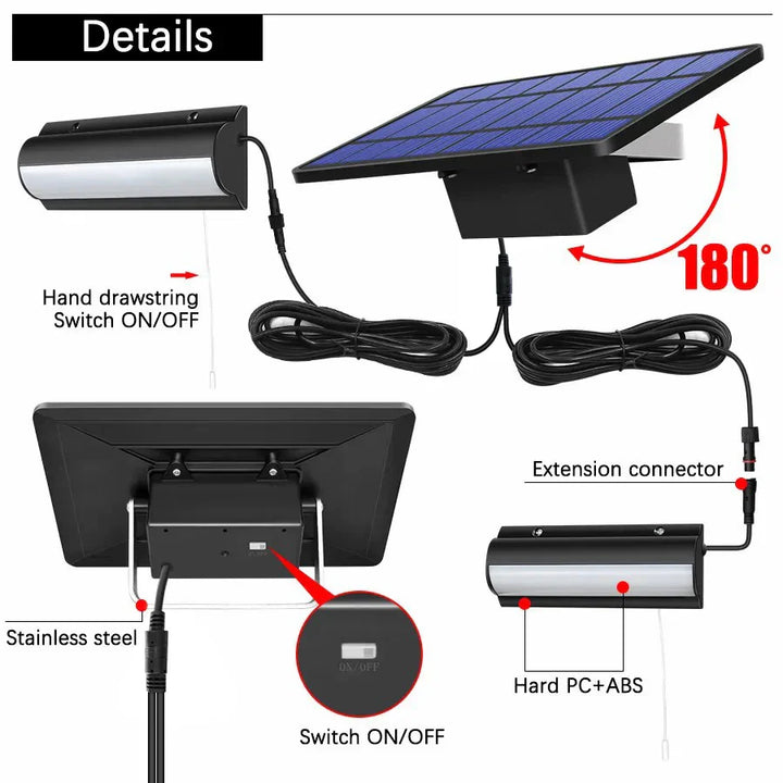 Luvikno | Lumosfera Solar Light Innendørs & Utendørs | IP65 Vanntett | Med Trekknapp | Varm & Kald Hvit | 3m Kabel