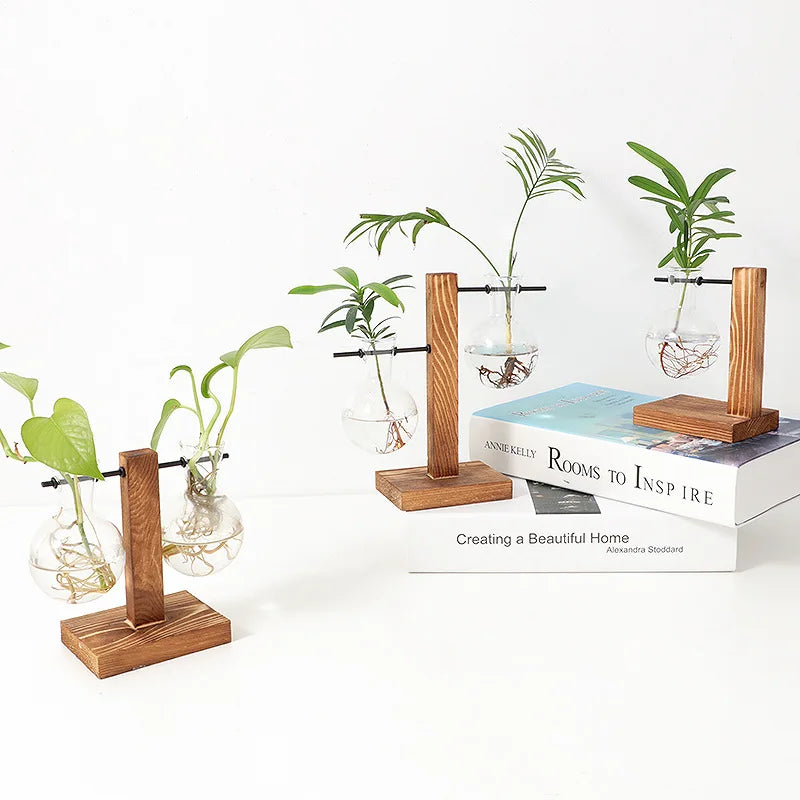 Luvikno | Naturiva Design Glassvase med Trellager | For Snittblomster & Hydroponikk | Skandinavisk Stil | 3-Delt Sett