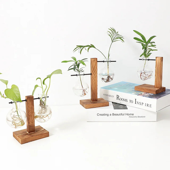 Luvikno | Naturiva Design Glassvase med Trellager | For Snittblomster & Hydroponikk | Skandinavisk Stil | 3-Delt Sett