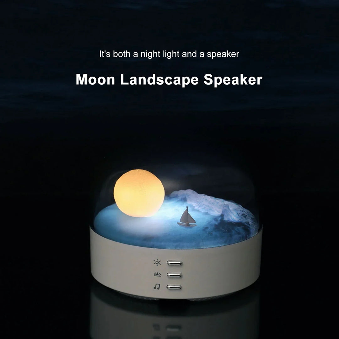 3D Mysterious Moon LED Nattlys Høyttaler | Luvikno