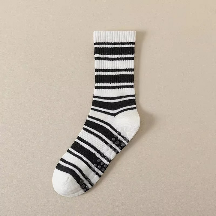 Unisex Mid-Calf Stripete Yogasokker - Rutsje-frie, Svettsugende, Luktkontroll Luvikno