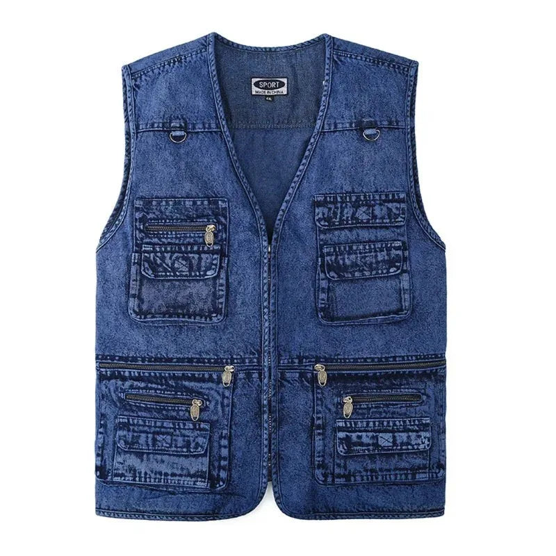 Luvik | Ärmellose Jeansweste Mit Mehreren Taschen Für Herren