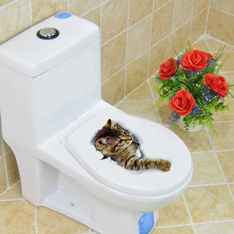 3D Toalettbeskytter Katt Klistremerke | Luvikno