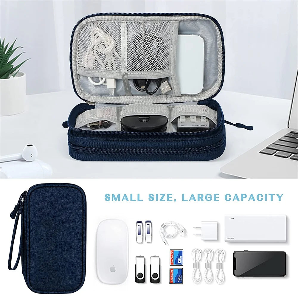 Luvikno | Techviva PackSafe Elektronisk Organizer Bag | 2-lags & vanntett | For kabler, ladere, USB & tilbehør | Kompakt & bærbar
