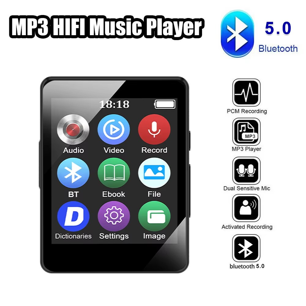 Bærbar Bluetooth MP3-spiller med HiFi-stereo, Mini MP4 videovisning, LED-skjerm og stemmeopptak Luvikno