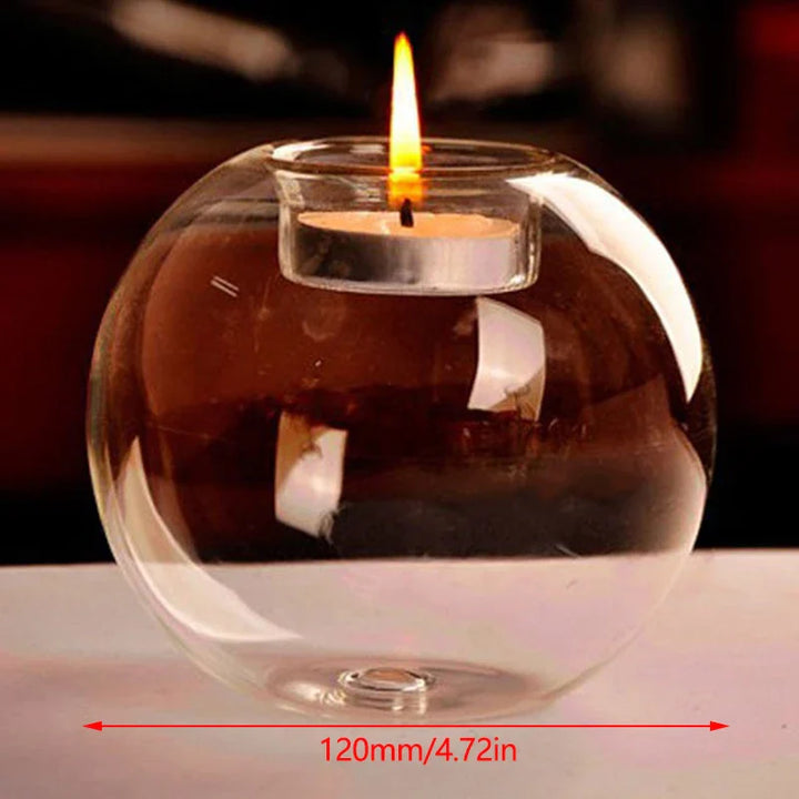 Luvikno | LightGlass Lysglass Tealight Holder Rund | Transparent Design | Hult Dekorativt Glass for Stue & Bryllup | 1 stk