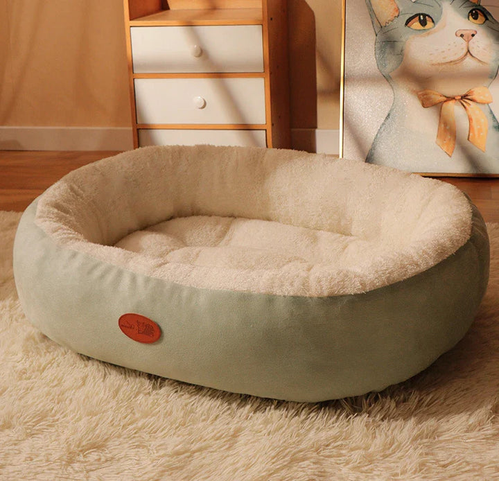 Oval Plush Bed for Dogs & Cats Luvikno