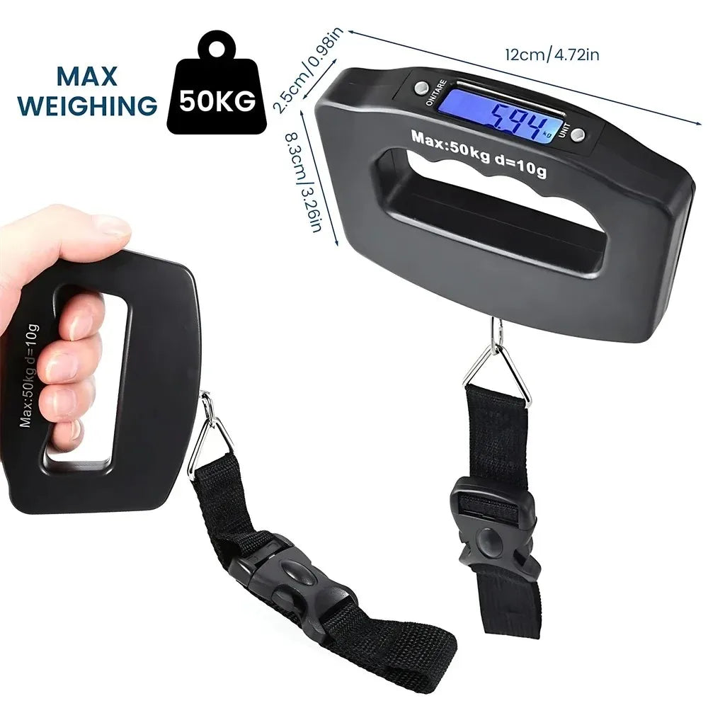 Luvikno | WeighLite Digital Bagasjevekt | LCD Display med Bakgrunnsbelysning | Opptil 50 kg | Portable & Presis | For Reise & Bagasje