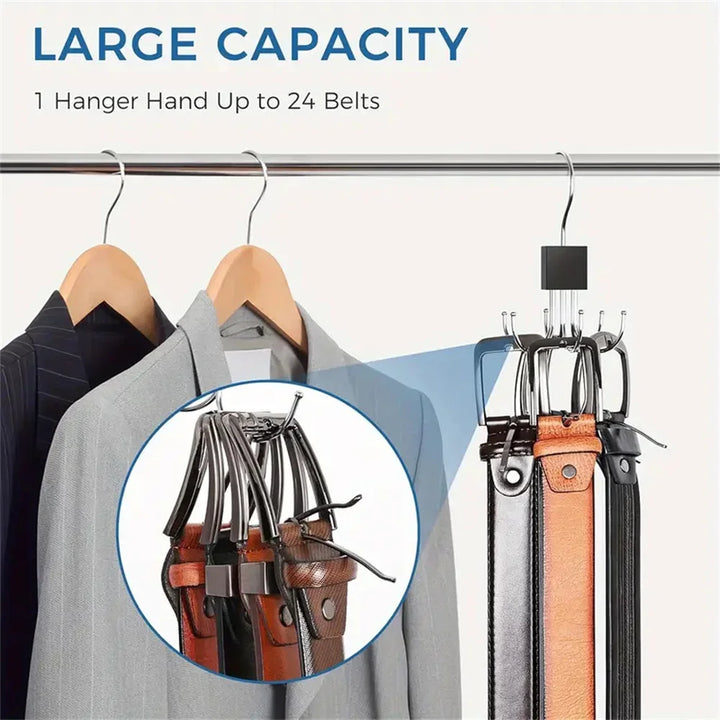Luvikno | Hengende Kleskroker Organizer 6-delt | Rotérbar & Plassbesparende | For Belter, BH-er, Skjerf & Slips | Metall