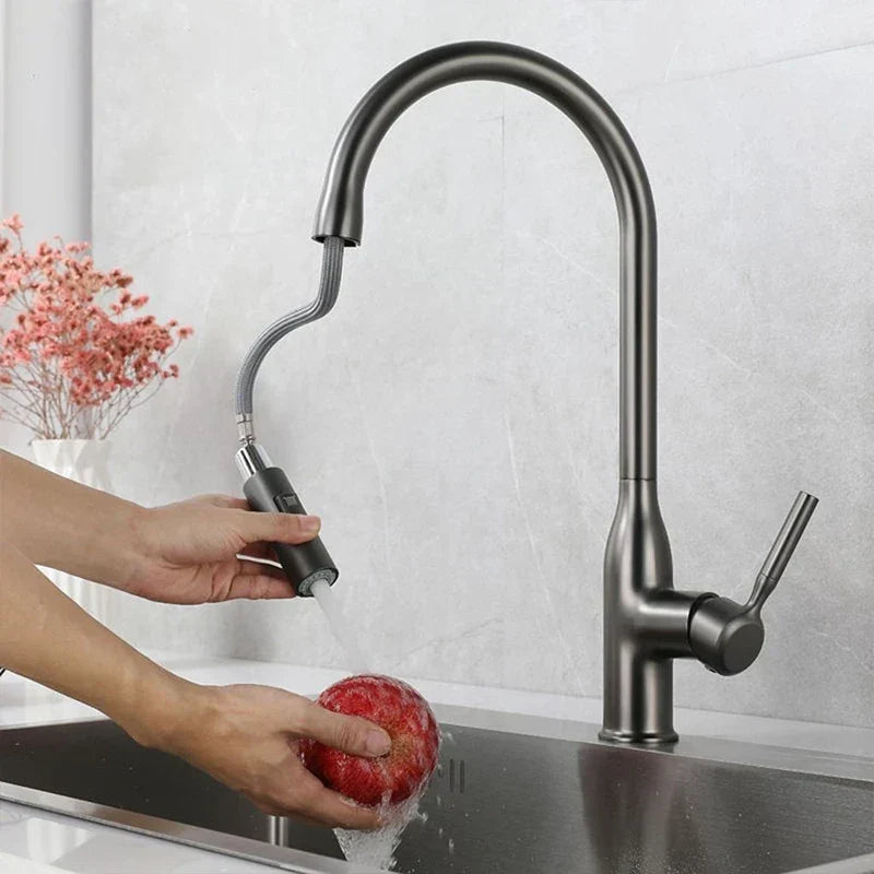 AquaStream Luxe – Justerbar Kjøkkenkran med Hånddusj Luvikno