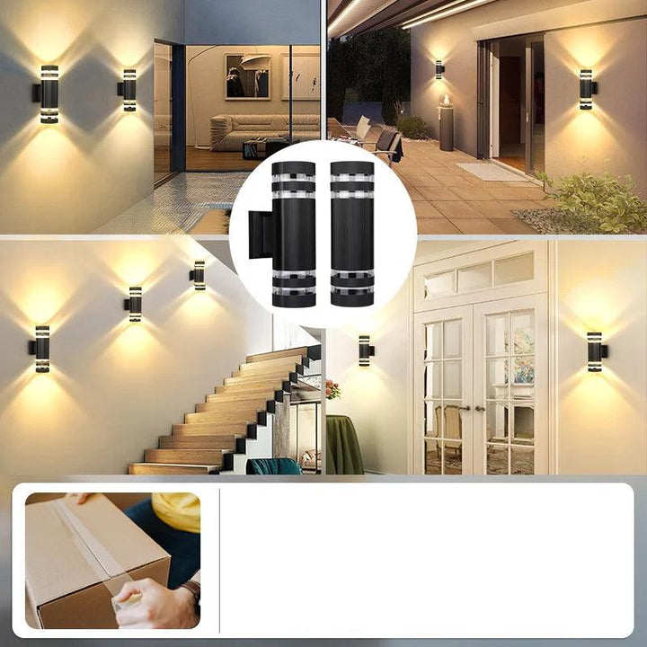 Luvikno | LumiBloc LED Utendørs Vegglampe – Moderne IP65 Opp & Ned Design med E27 Sokkel
