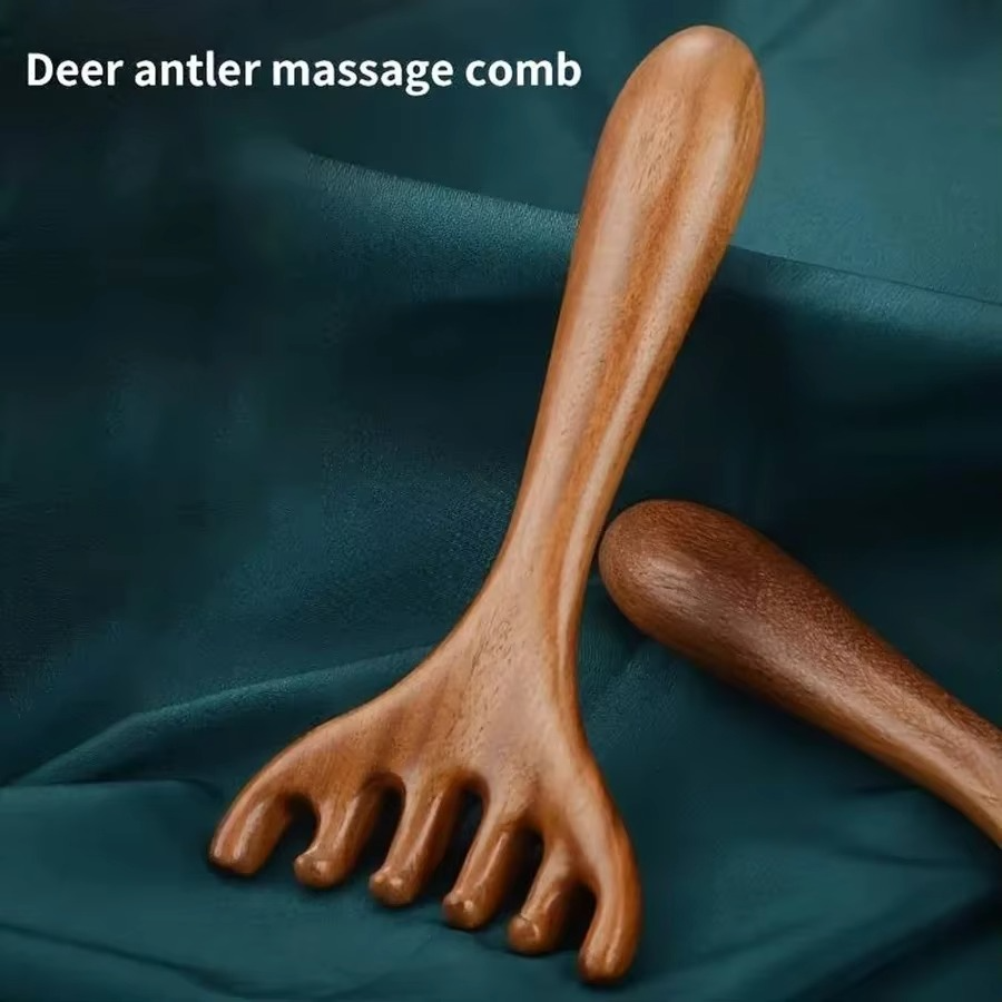 Sandeltre Gevir-formet Gua Sha Hodebunnmassasje Luvikno