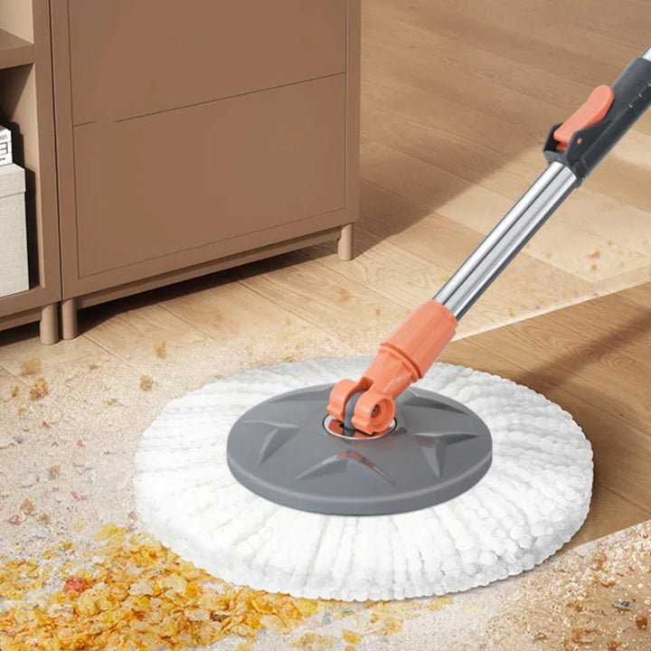 Luvikno | Dual chamber mop with double chamber bucket | 138 cm rustfritt stål håndtak | 360° svingbart hode | For fliser, tre & laminat