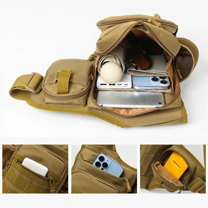 Multi-Lomme Crossbody Kompakt Fottur Brystveske | Luvikno