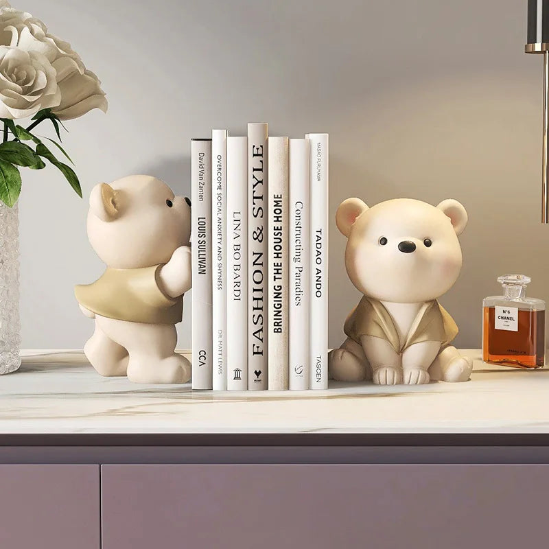 Milo Bear Bokstøtte Dekorativ Figurine i Kremfarge | Luvikno