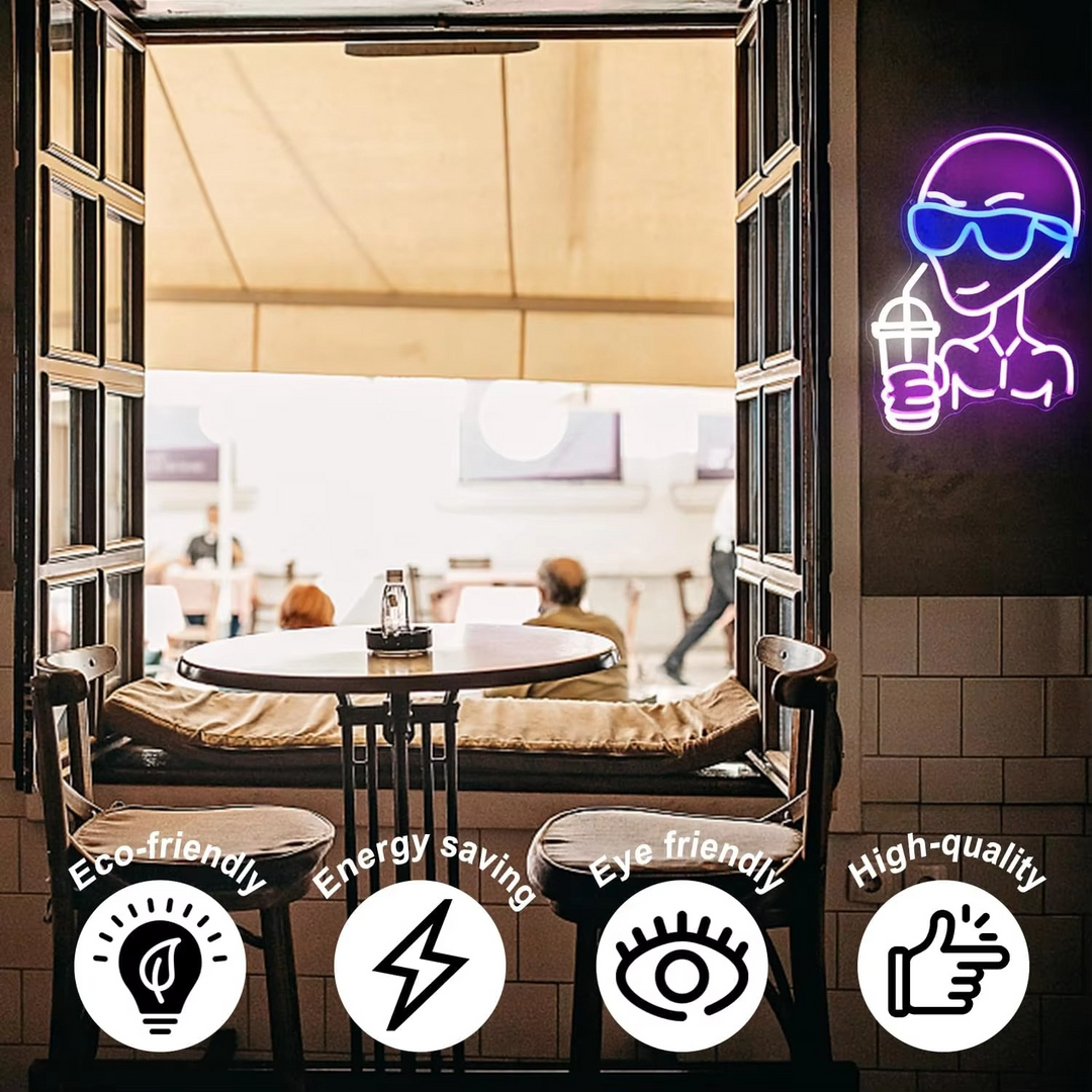 Cosmic Alien Neon LED-skjold for unik hjem- og festdekor Luvikno