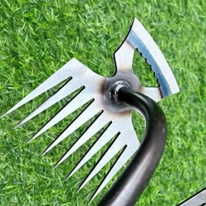 Dual-Purpose 8-Tann Manganese Steel Hakkepinn med Halkefritt Gummihåndtak for Luking, Graves, og Jordløsning Luvikno