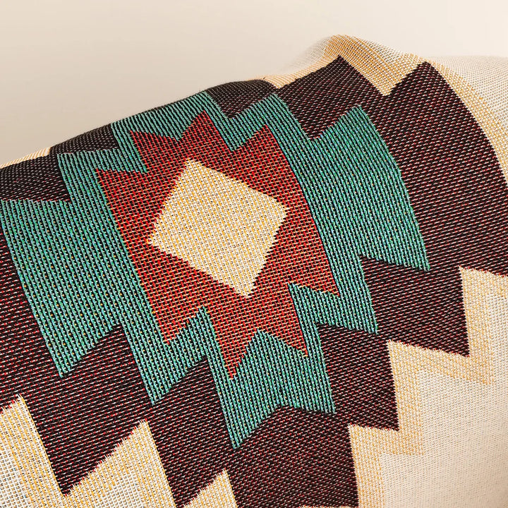 AztecaLoom Boho Teppe | XXL Aztec Kaste med Frynser | Southwestern Etno Stil | Vintage Kaste Teppe laget av Bomullsblanding Luvikno