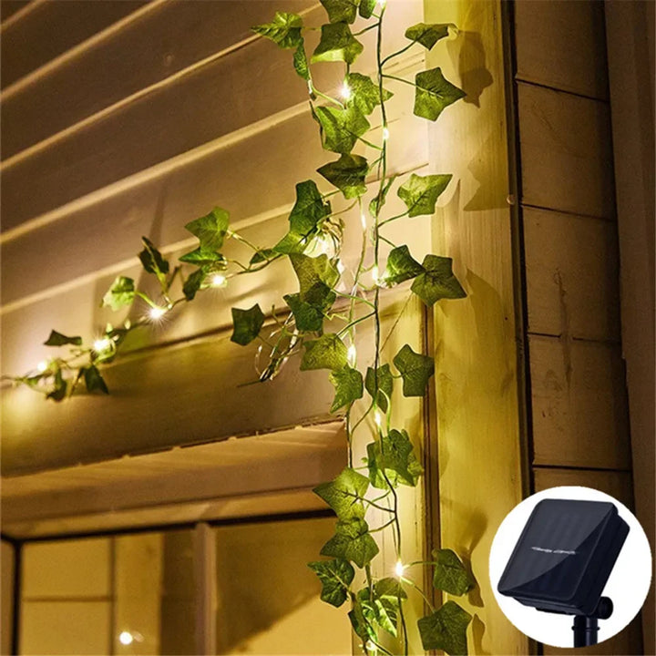 Luvikno | Solare fairy lights SoliBlossom | Solsikke dekor med blader | Varm hvit | 8 moduser | For hage, gjerde & bryllup