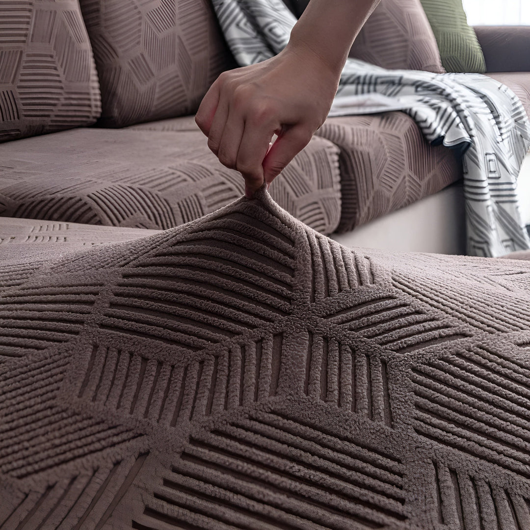 Jacquard Sofa Cover med Geometrisk Mønster – Myk & Katt-vennlig | Perfekt for Beskyttelse og Koselige Oppholdsrom | Luvikno