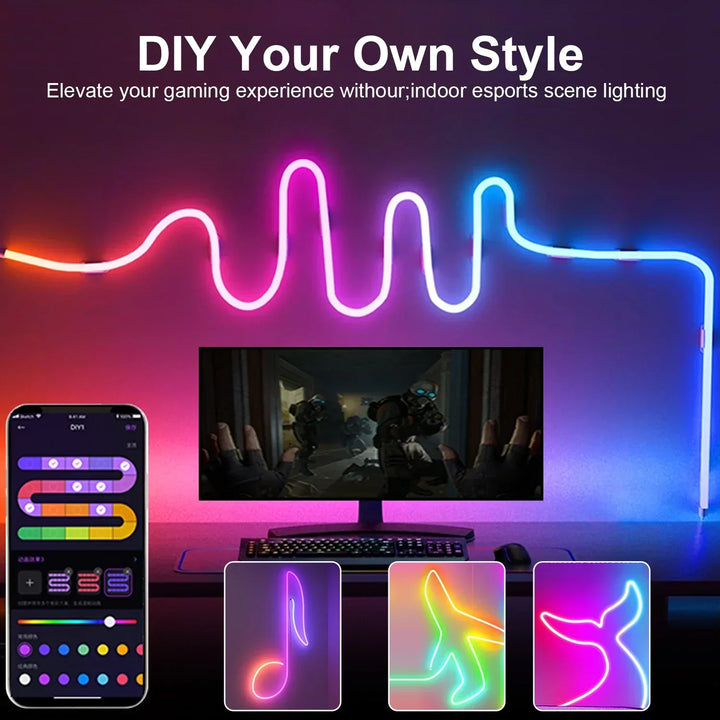 LED RGB-Bånd - Neon-Ambiente - Musikk-Synkronisering - USB - TV- og Soveromsdekorasjon | Luvikno