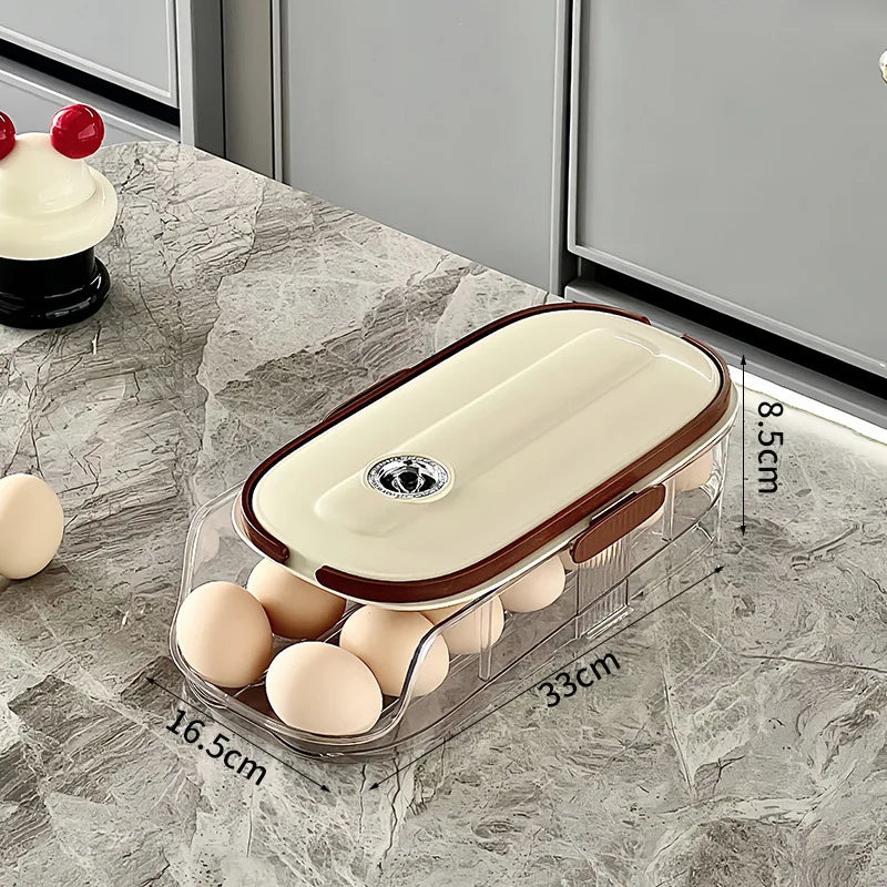 Luvikno | RollEgg Max | Automatisk Eggeholder for Kjøleskapet | Stablebar Eggorganisator laget av Klar Plast