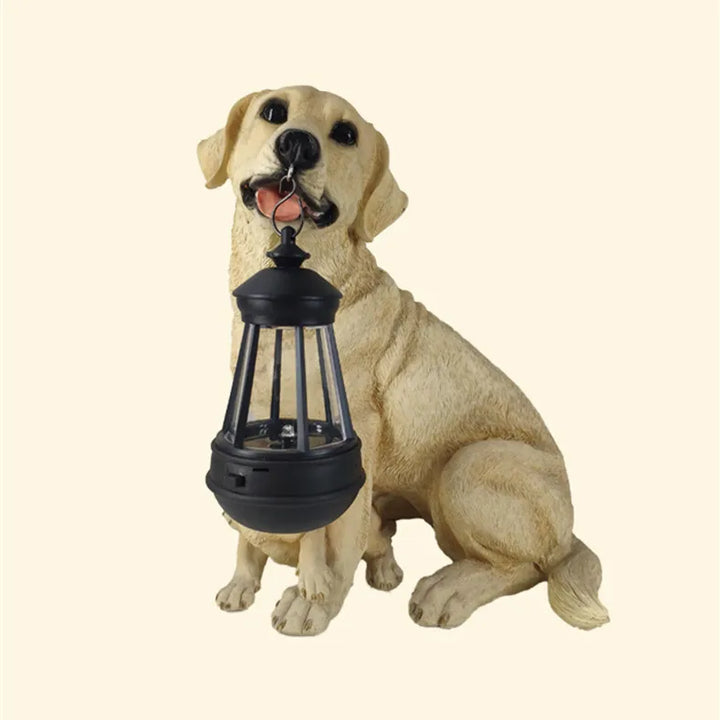 Solcel-drevet utendørs harpiks hundestatue lampe | Luvikno