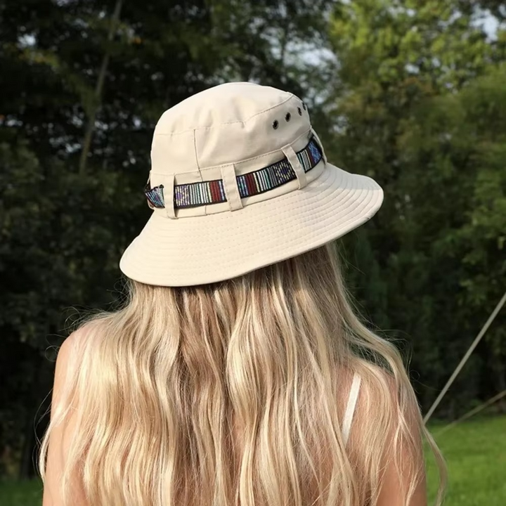 Stripete Boho-stil Sommer Solhatt - Unisex Bred Skjerm Utendørs Caps Luvikno